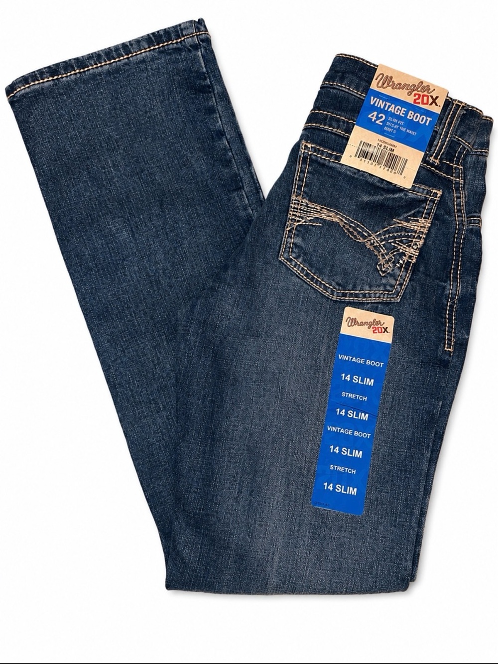 NWT Wrangler 20X Boys No. 42 Vintage Boot Jeans Size 14 Slim adjustable fit - Picture 4 of 8
